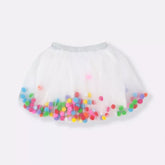 Saia Tule Pompom Off White - Minibossa